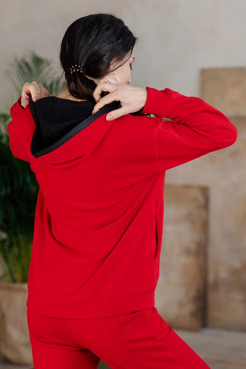 Red zipped sweatshirt