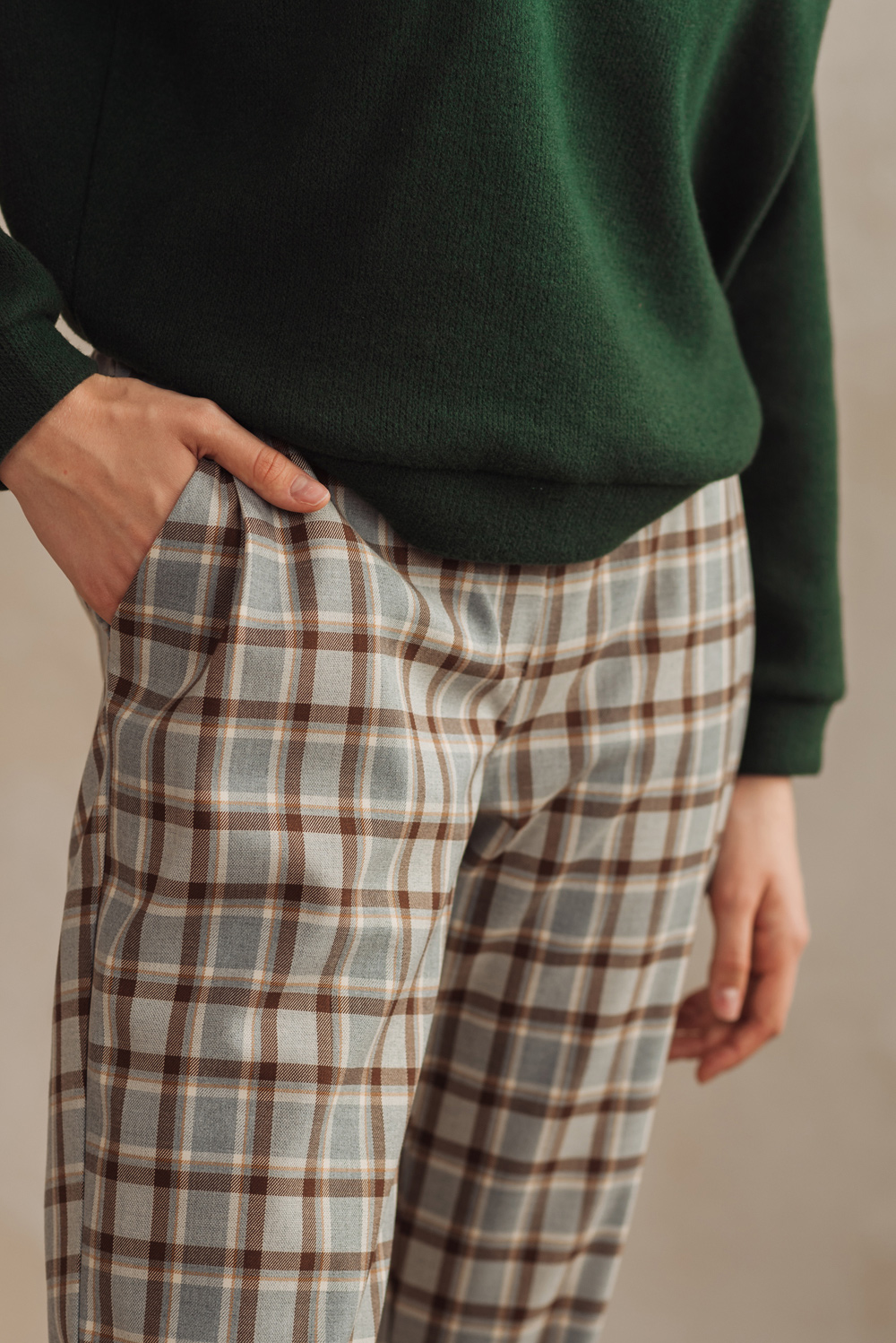 Brown check trousers