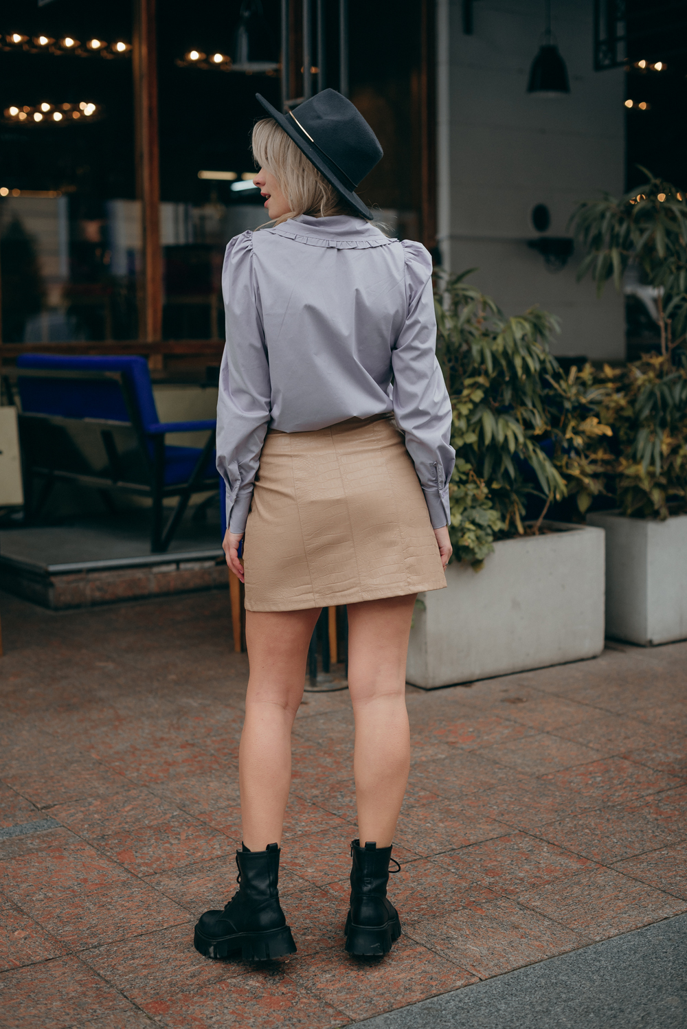 Mini skirt with pockets in eco leather python