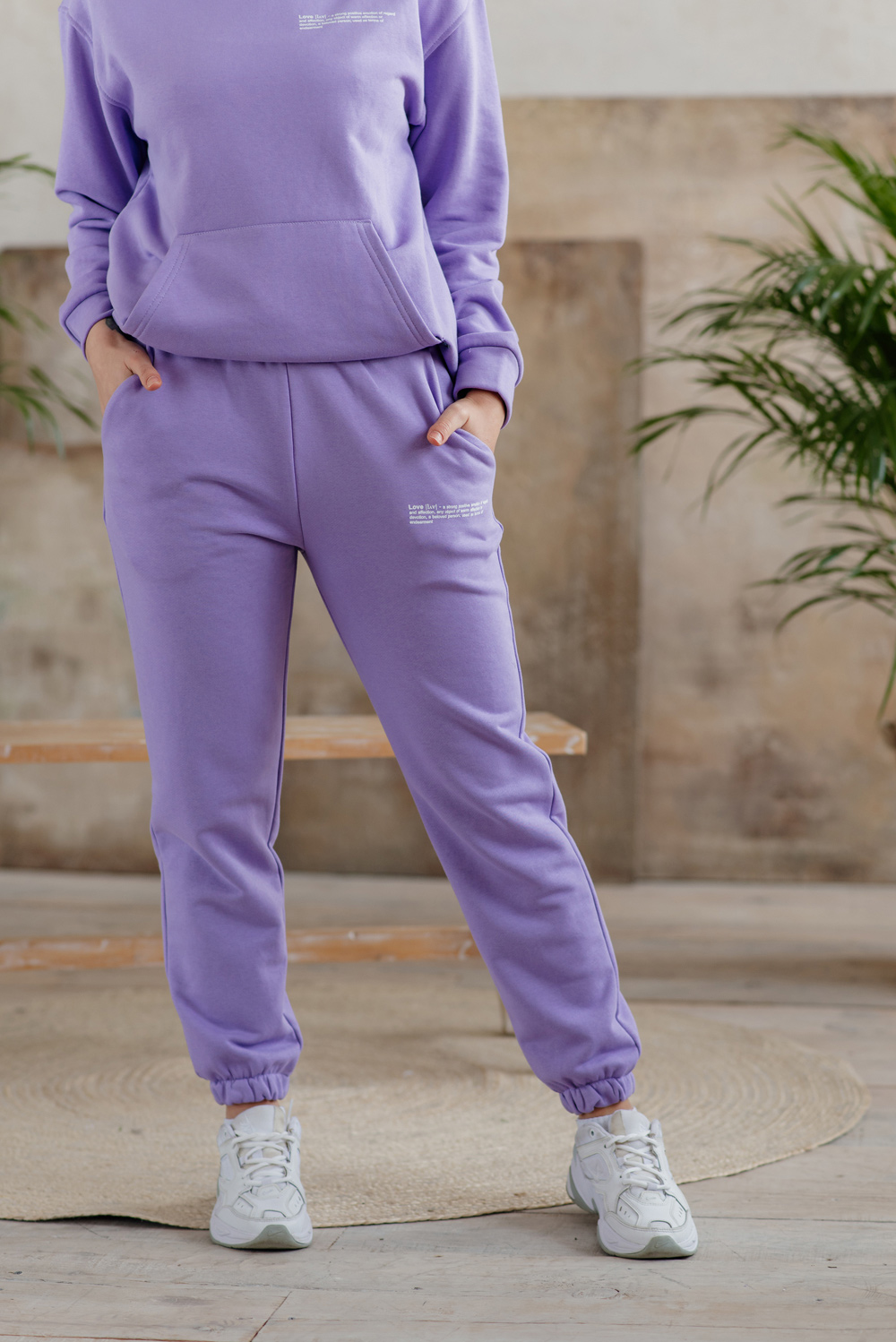Lilac track pants with pockets