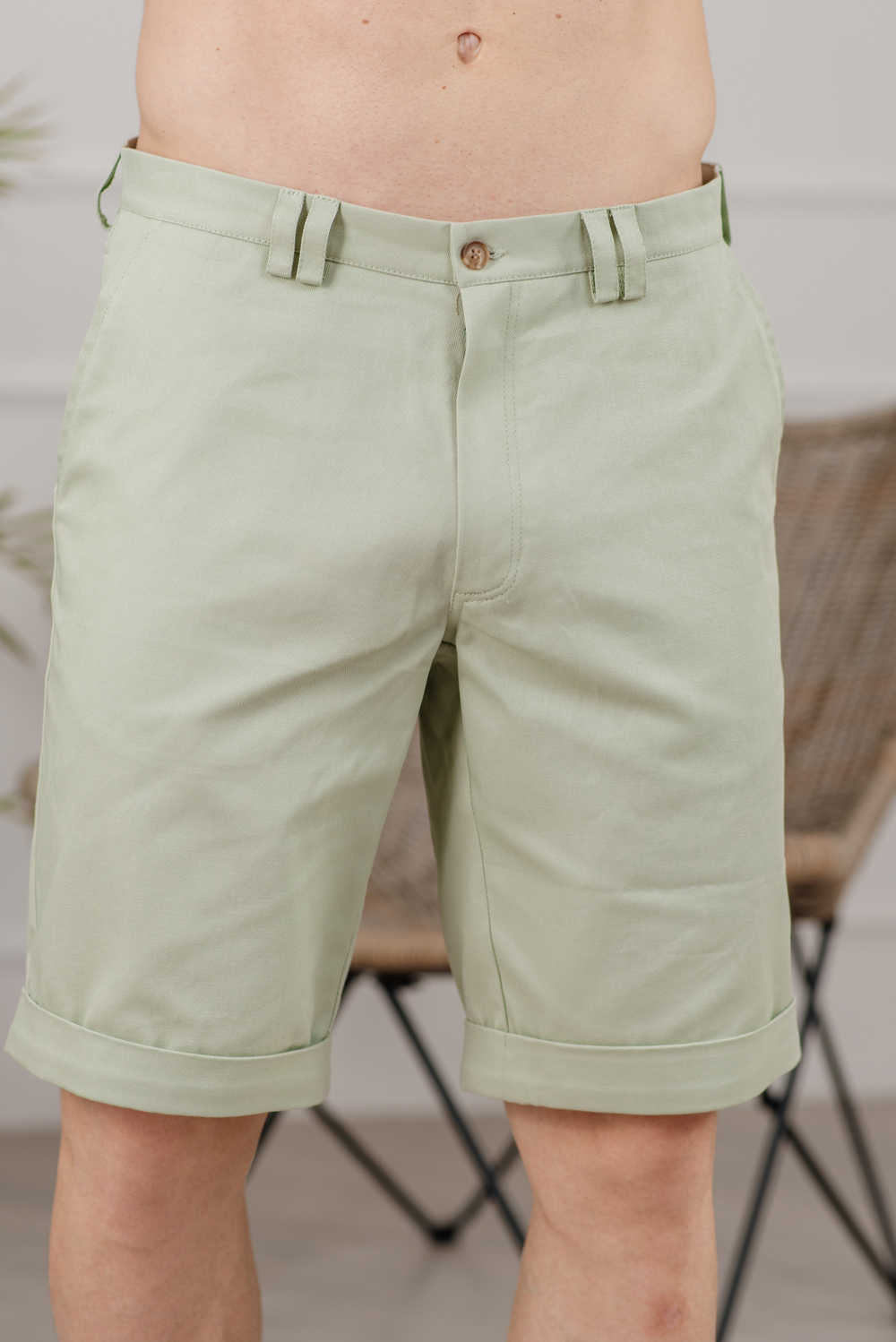 Olive cotton shorts