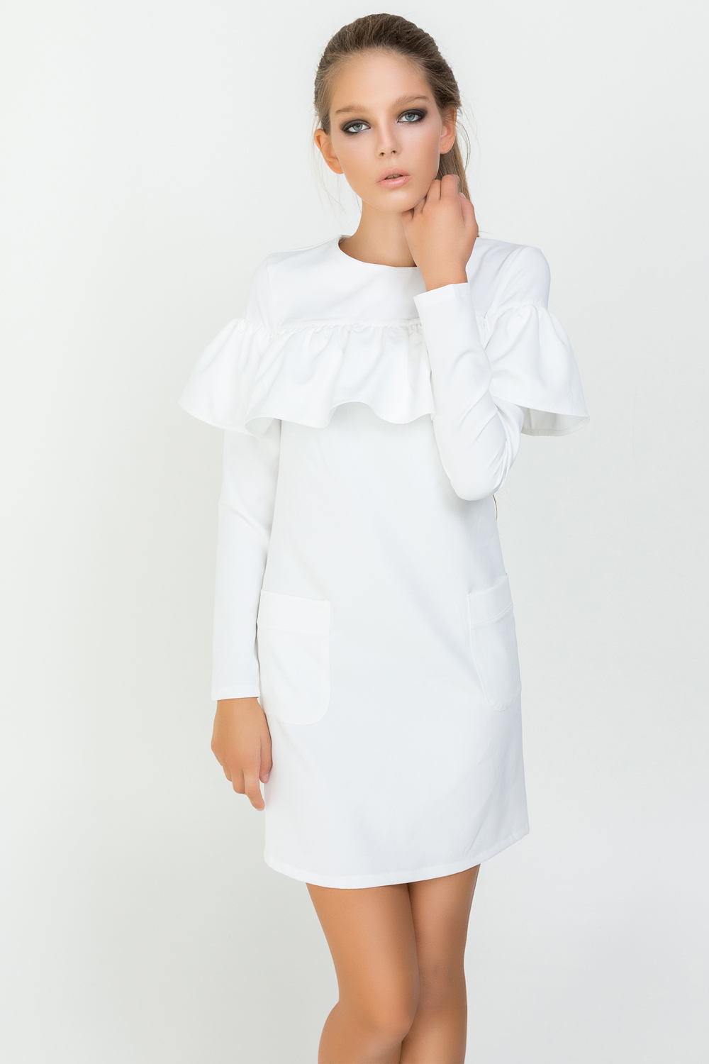 White pelerine dress