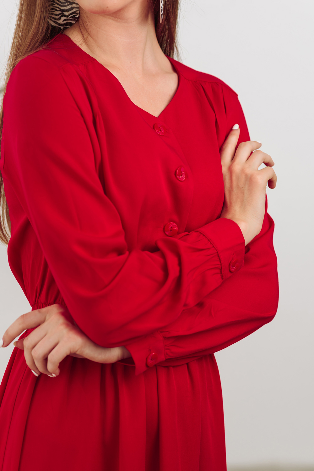 Red midi dress