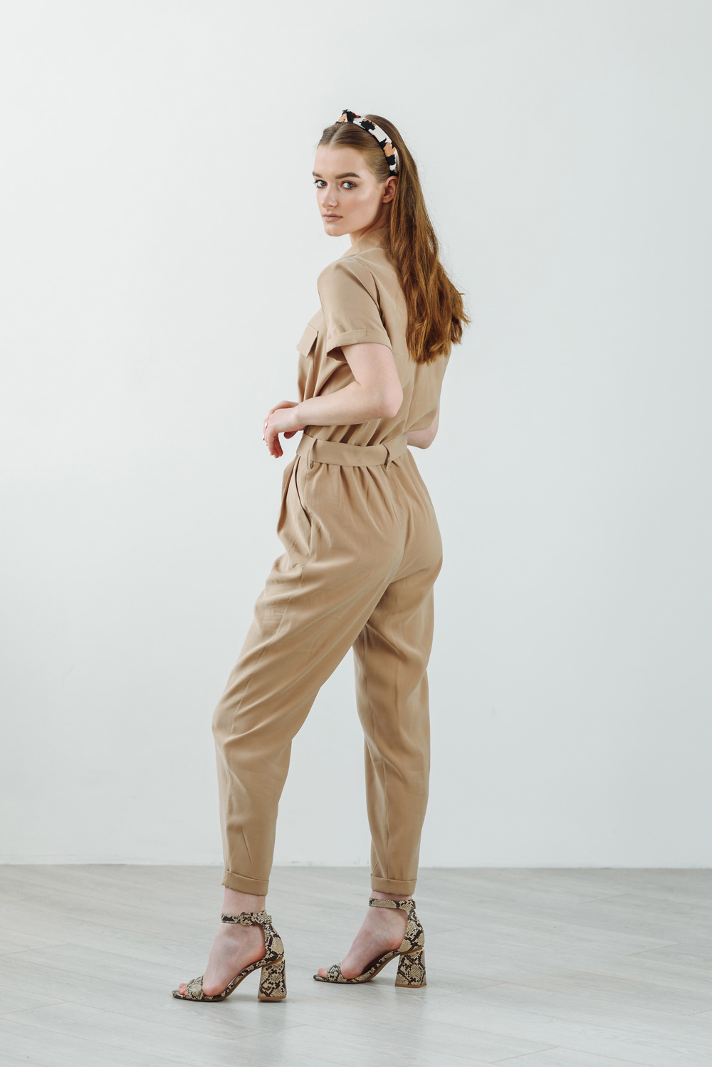 Button-down safari jumpsuit