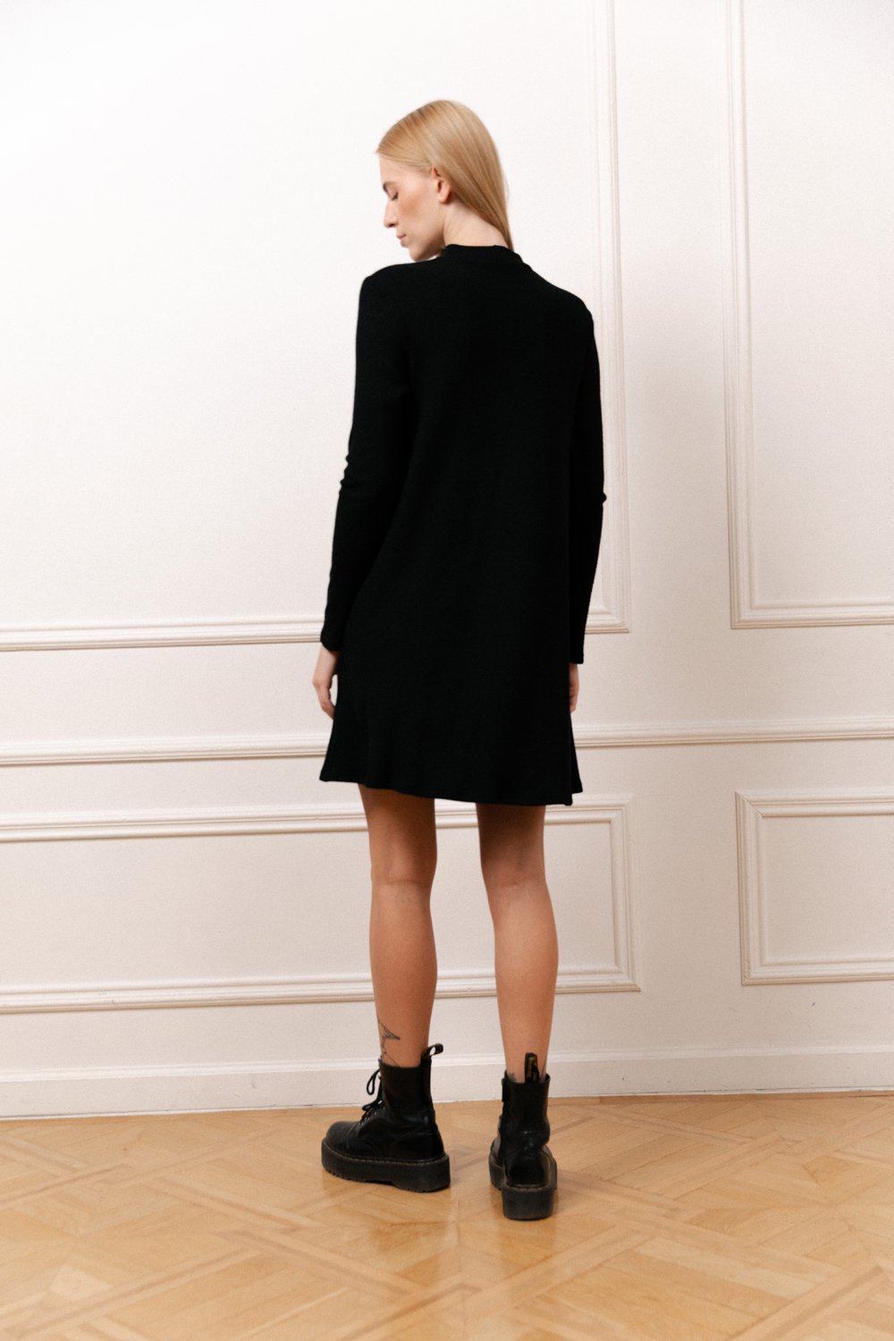 Black knitted shift dress