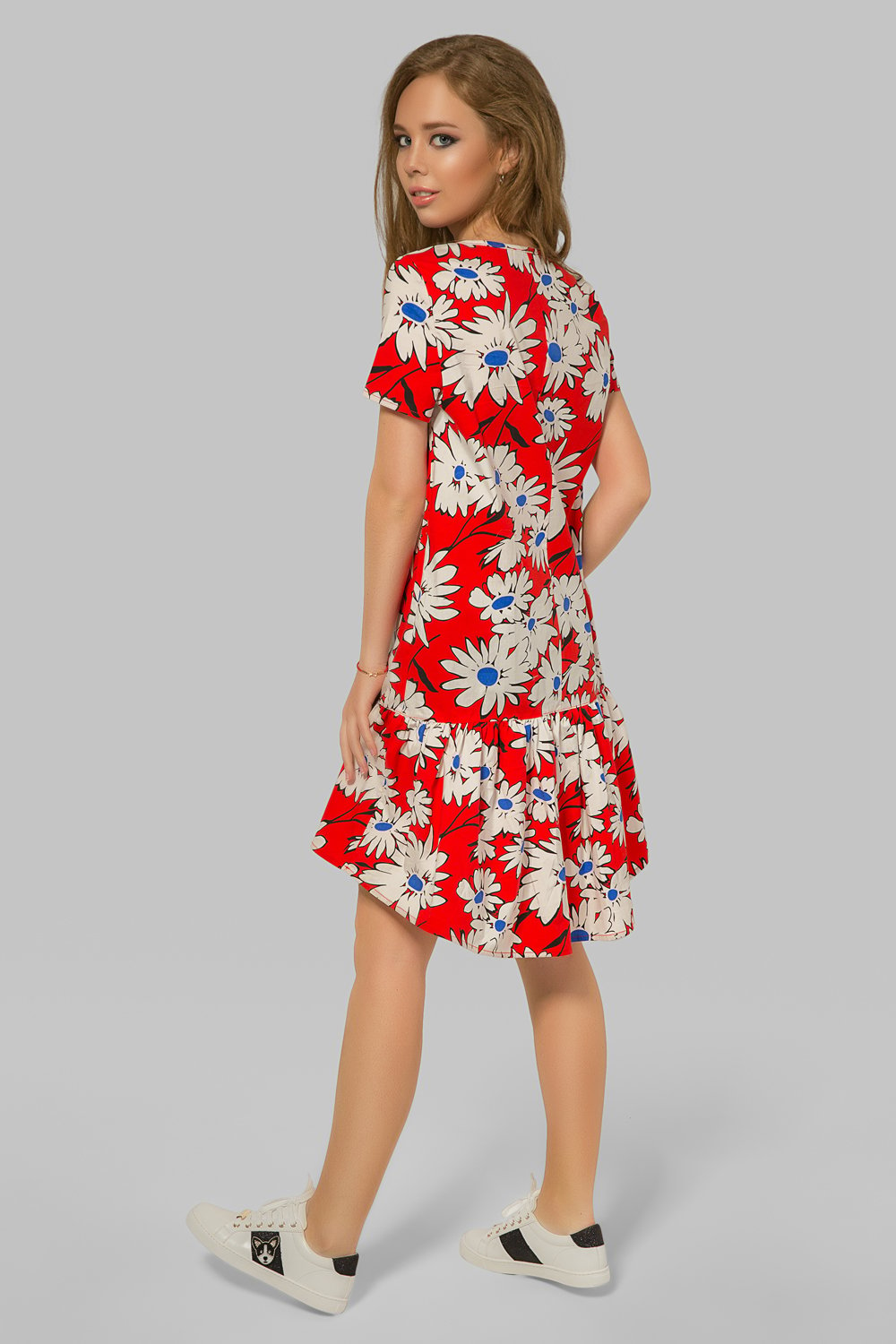 Платье с цветочным принтом в красном цвете