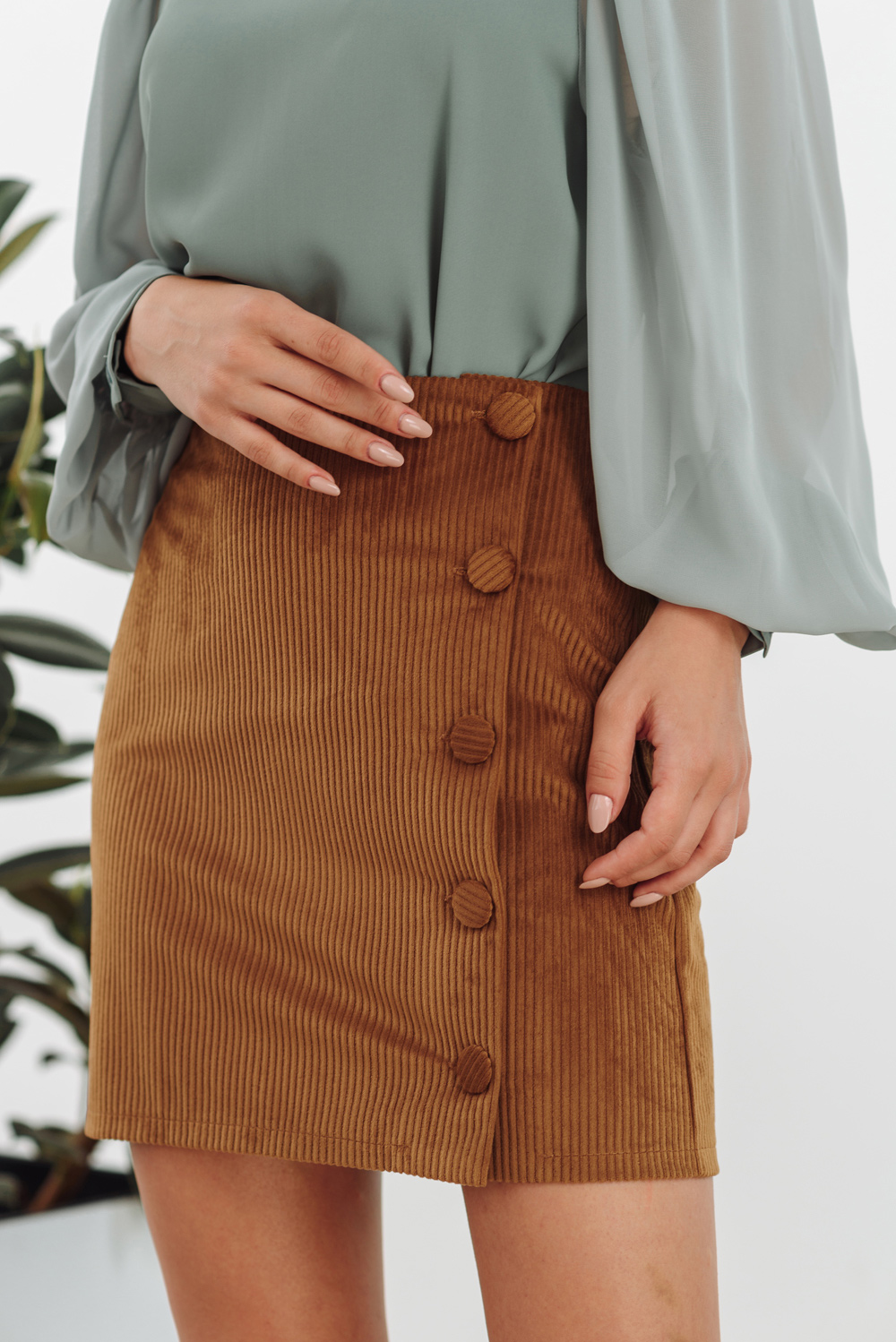 Caramel velvet skirt