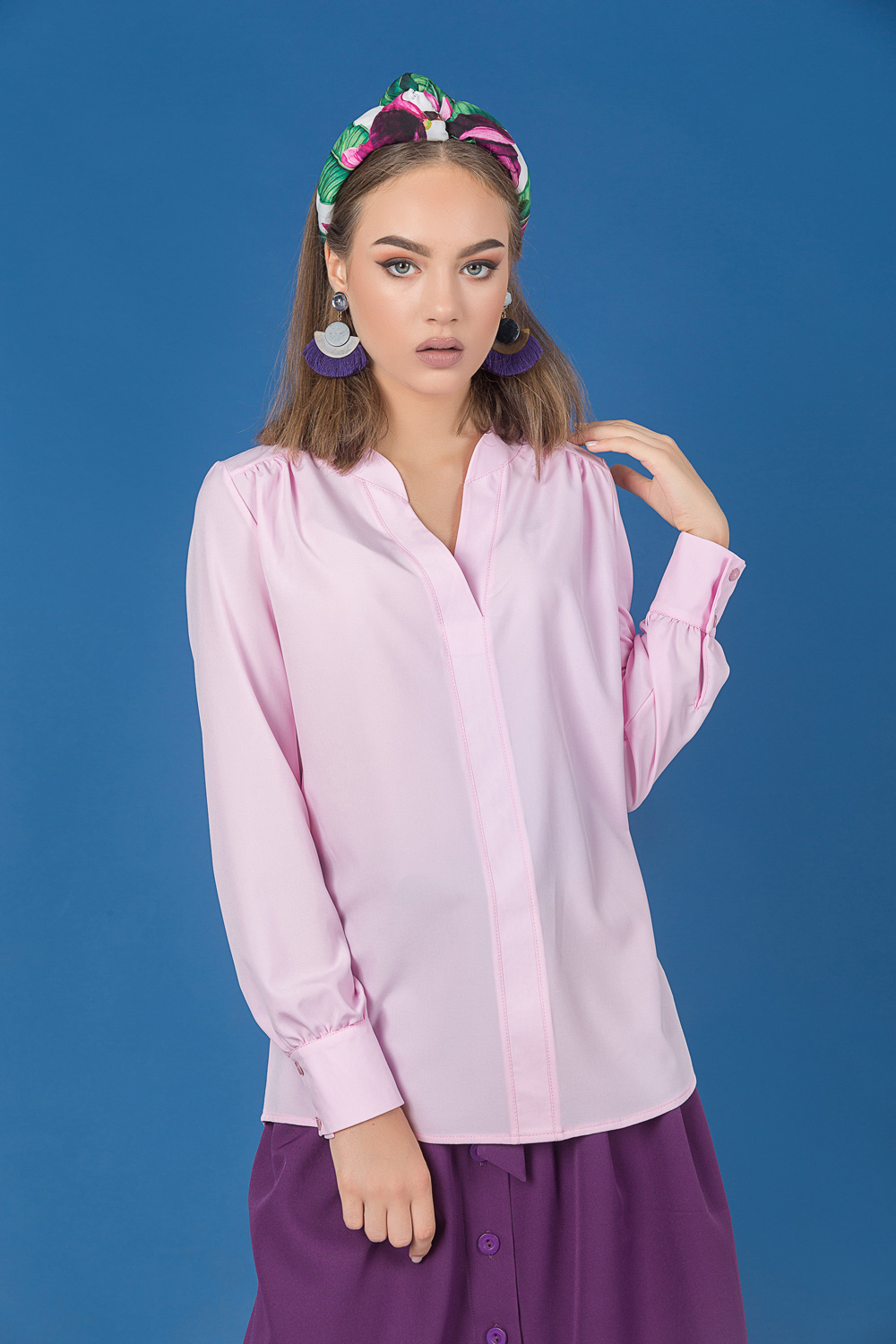 Pink V-Neck Blouse