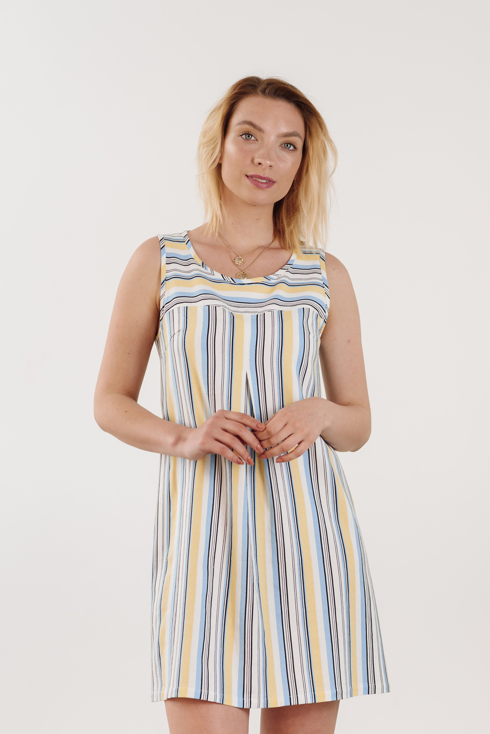 Yellow Striped Sleeveless Dress