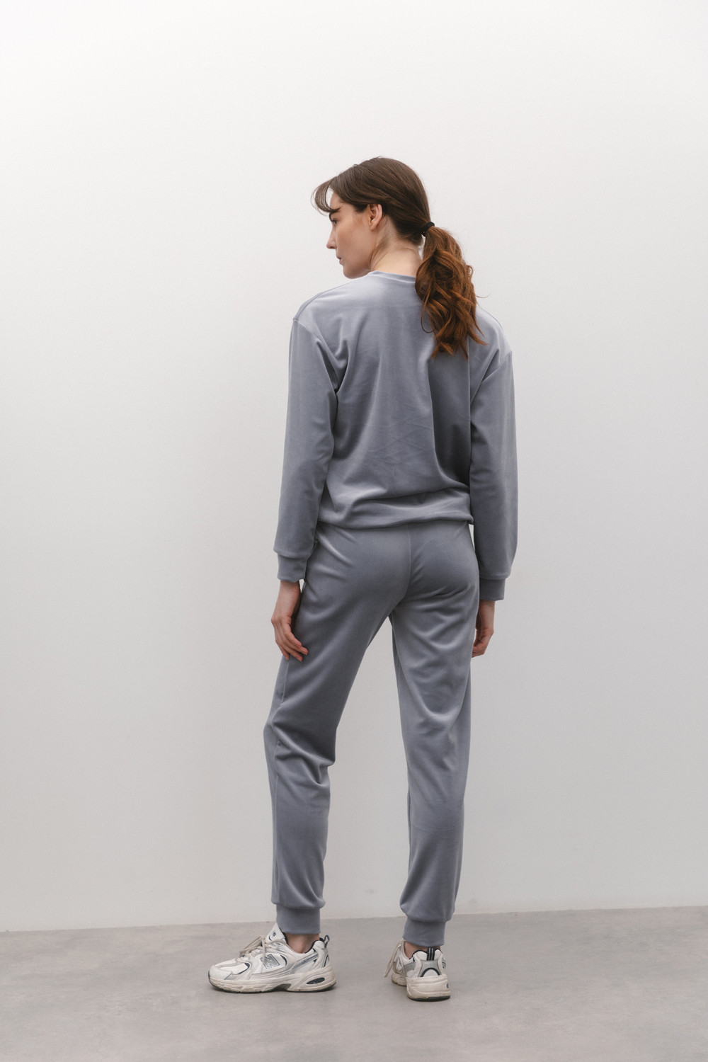 Grey-blue velor suit