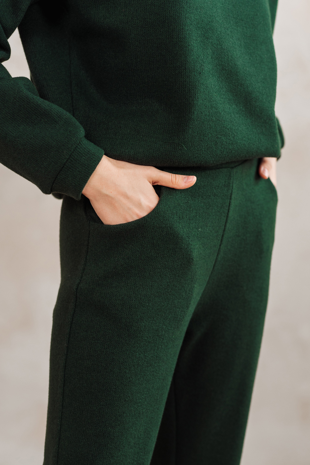 Green suit with puff shoulders