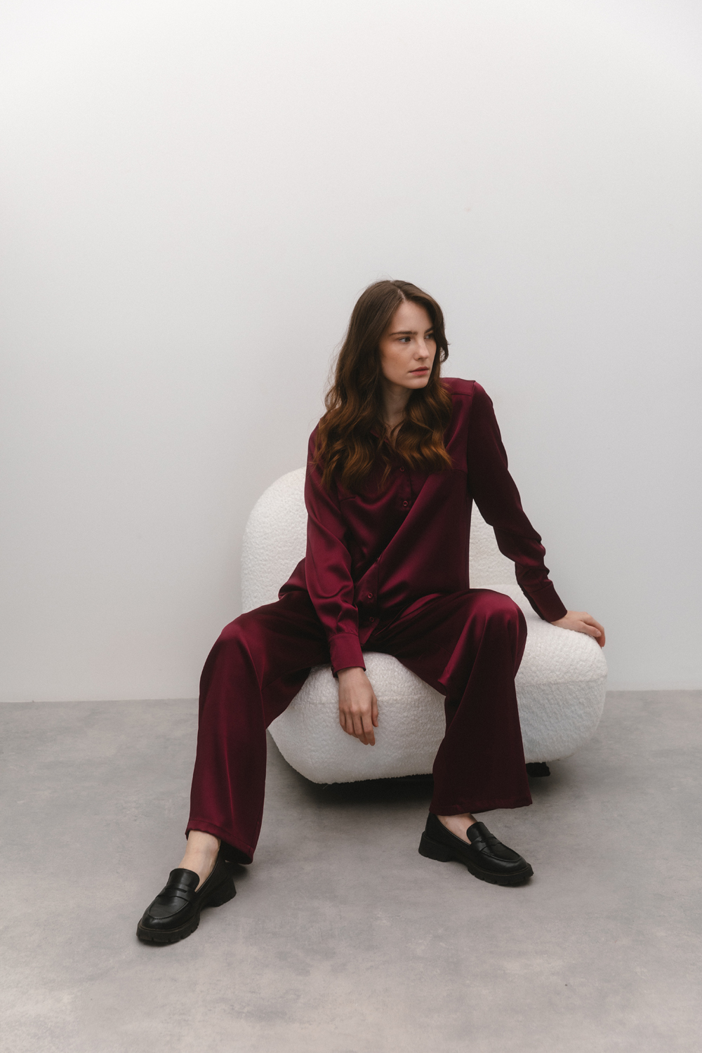 Burgundy stylish loose fit suit