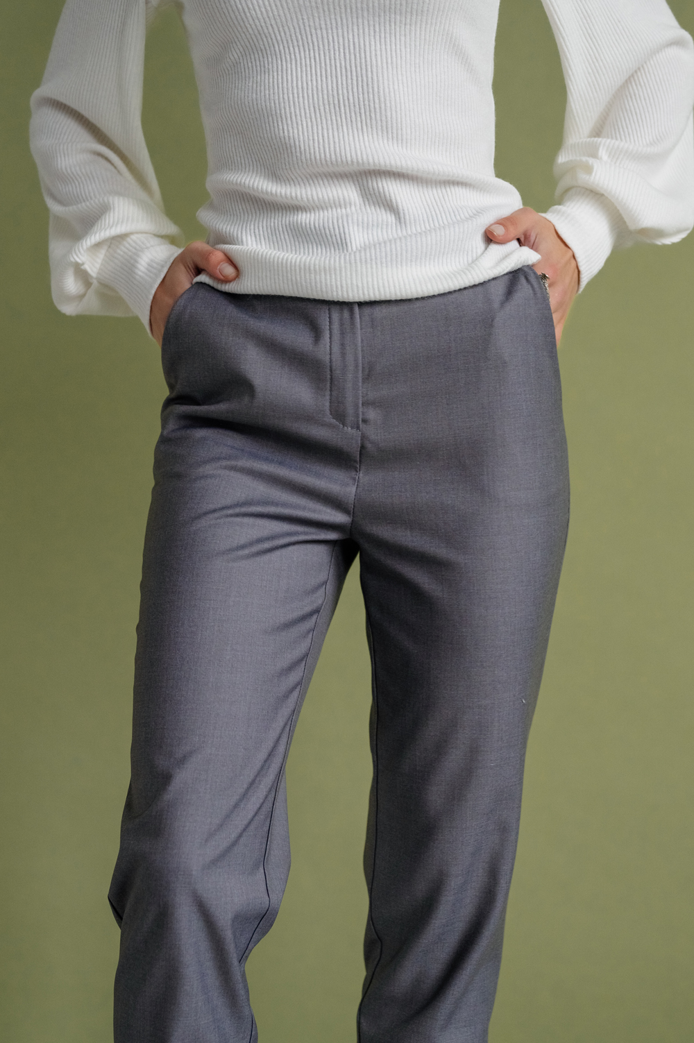 Gray checked trousers