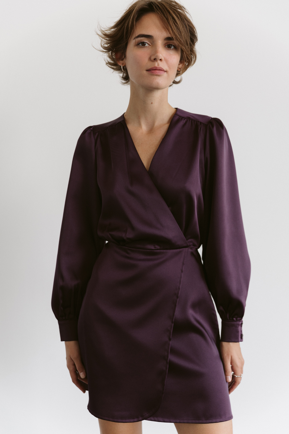 Plum dress with elastic waist