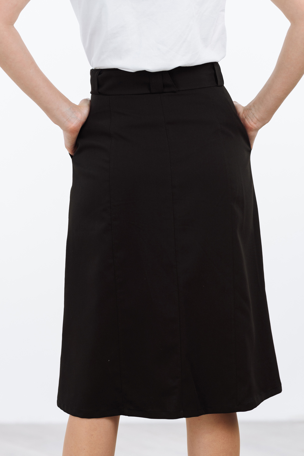 Black A-line skirt with belt