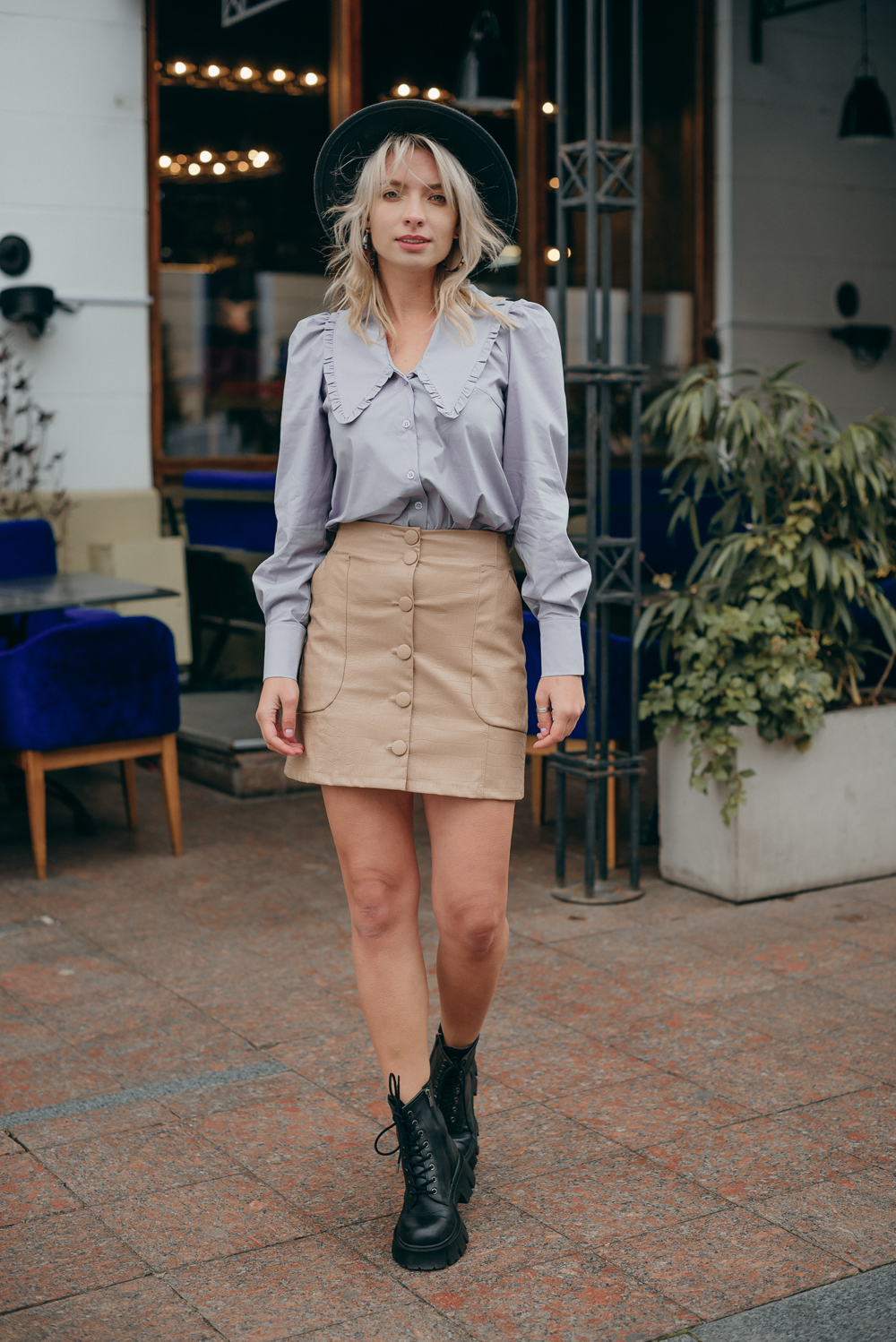 Mini skirt with pockets in eco leather python