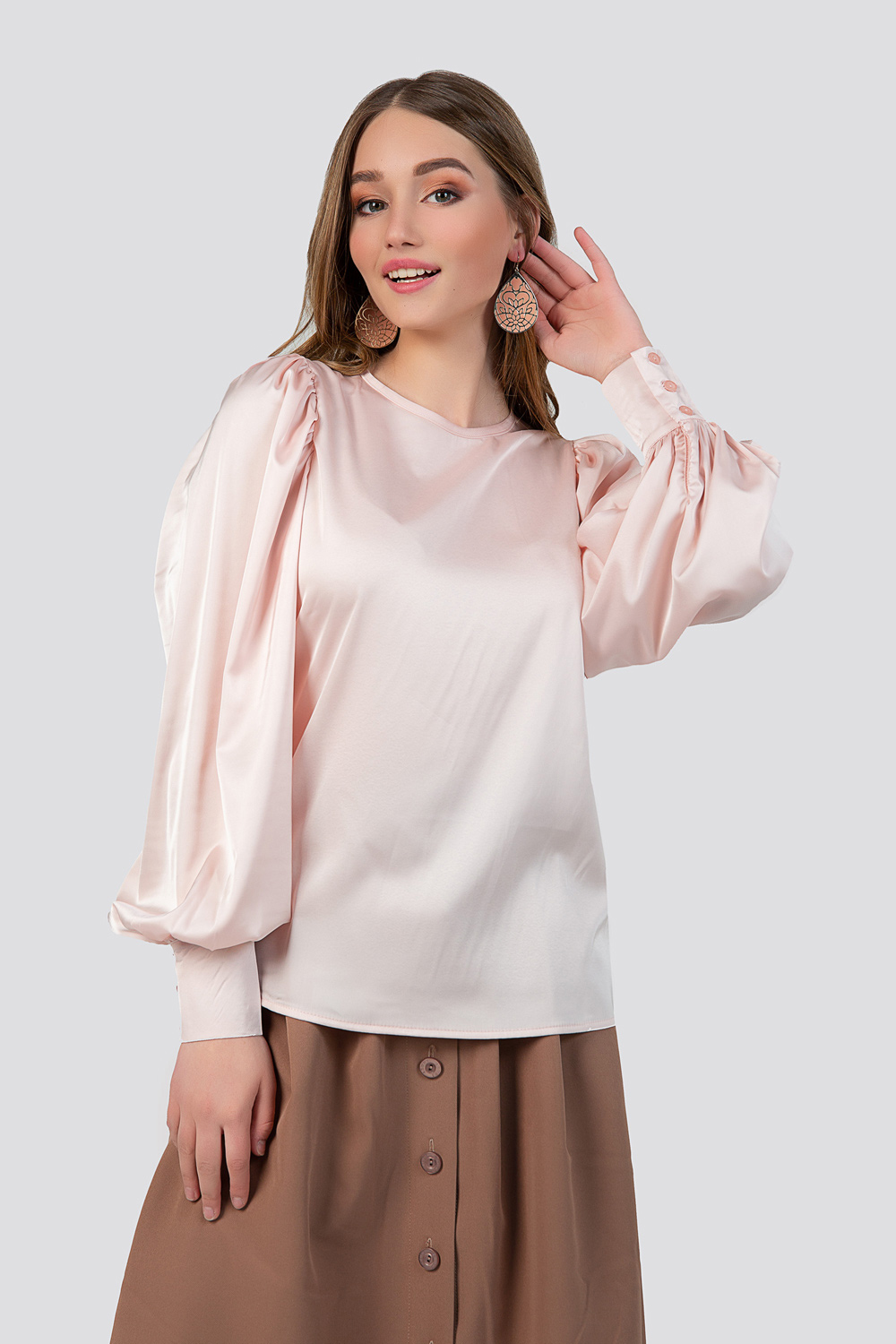 Silk powdery color blouse