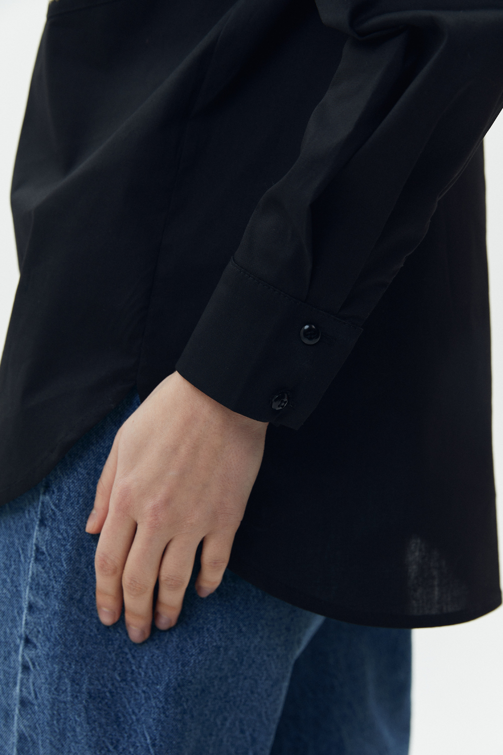 Black long shirt with rhinestone pockets