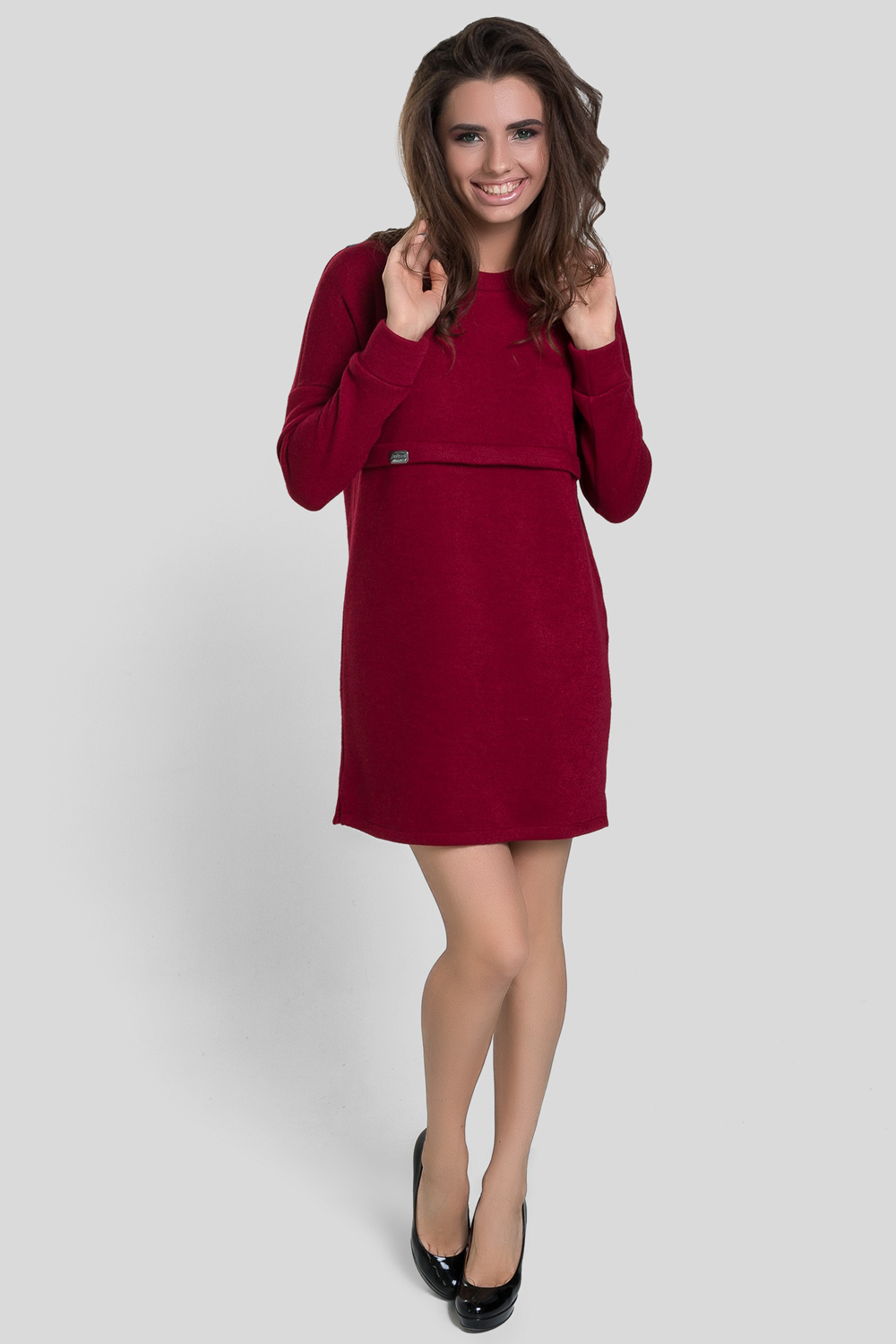 Bordeaux-coloured knitted dress