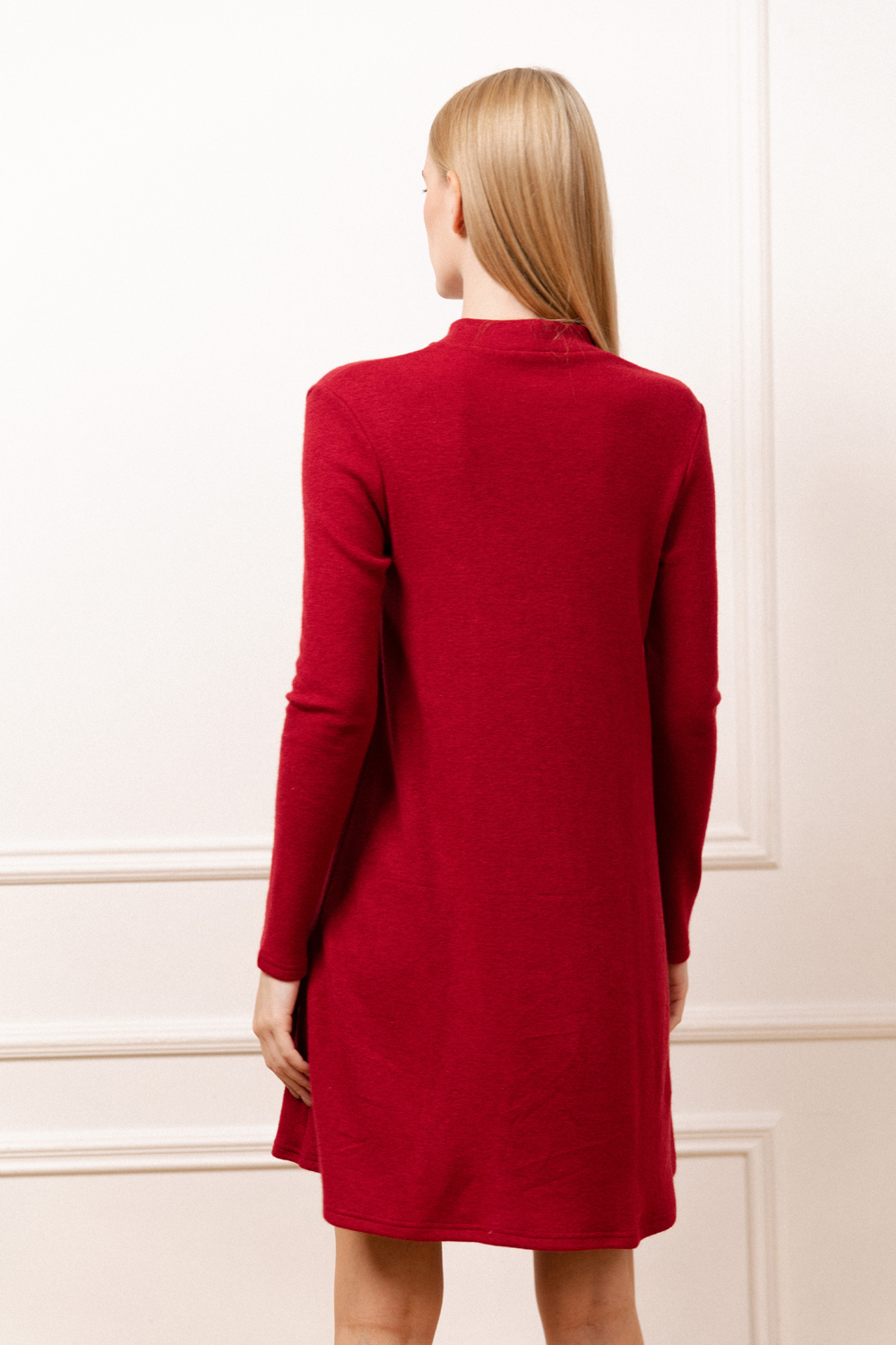 Red knitted A-line dress