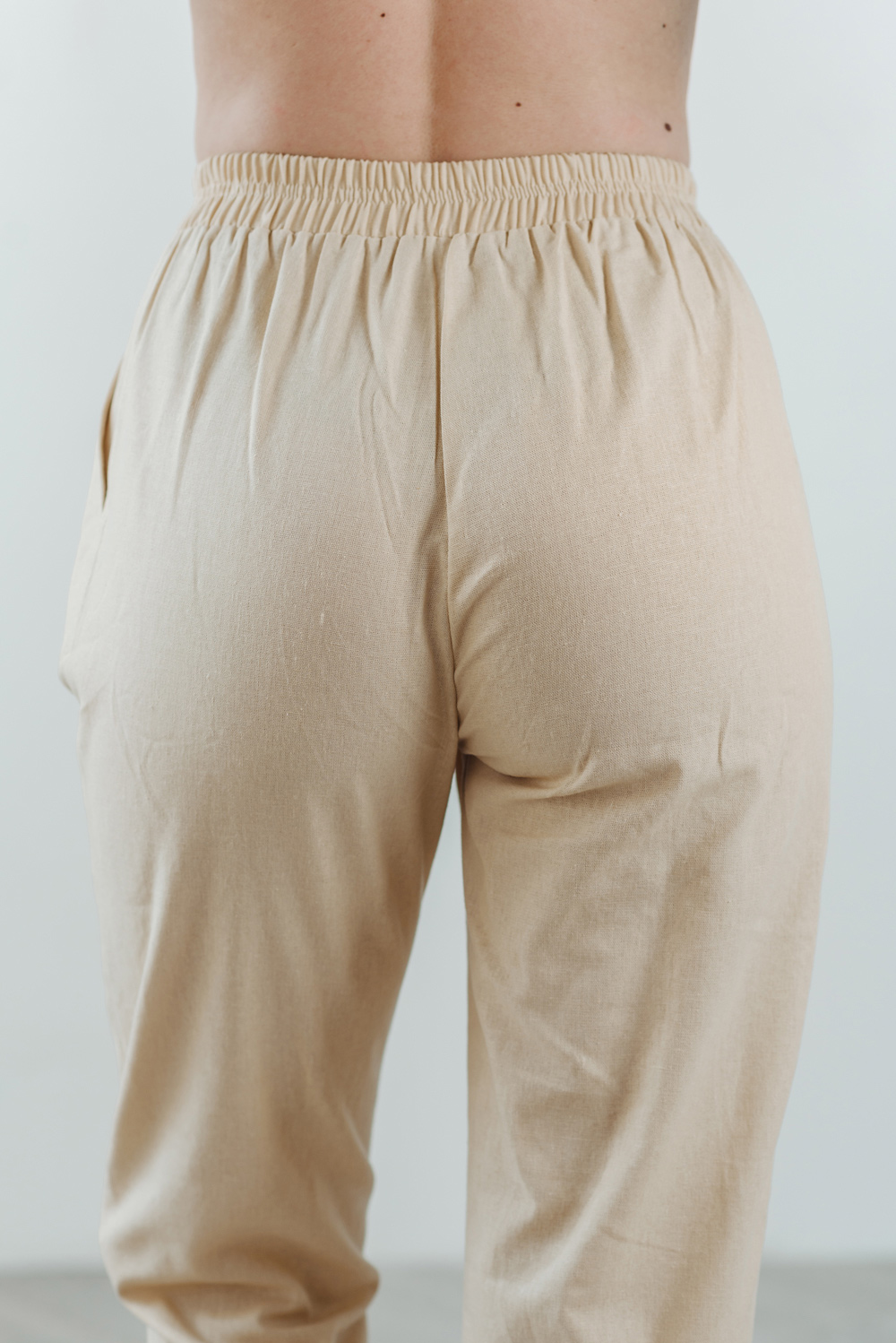 Linen pants with elastic band