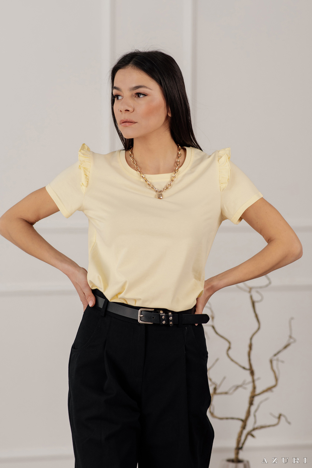 Lemon T-shirt with ruffle