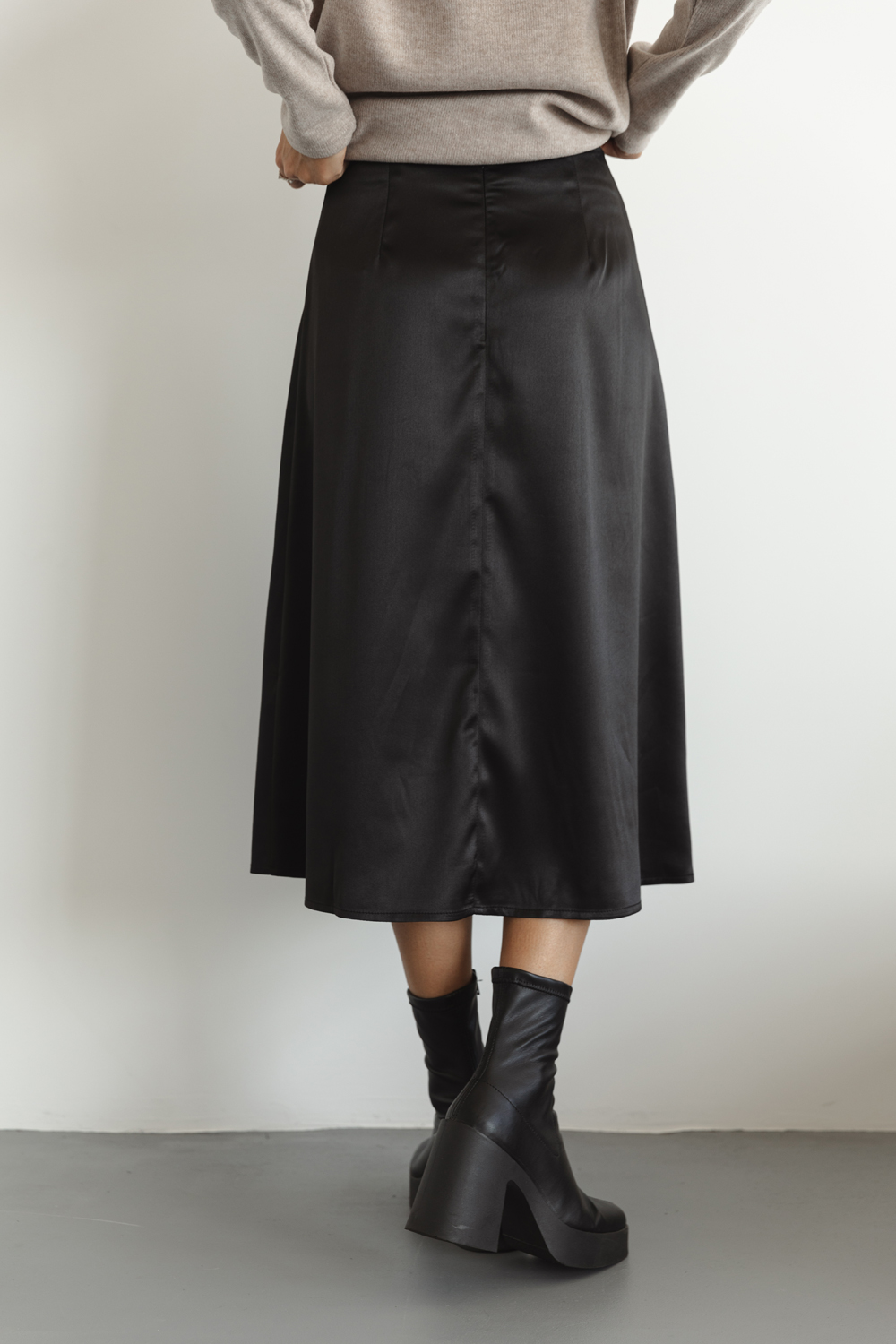 Black Silk A-line Skirt