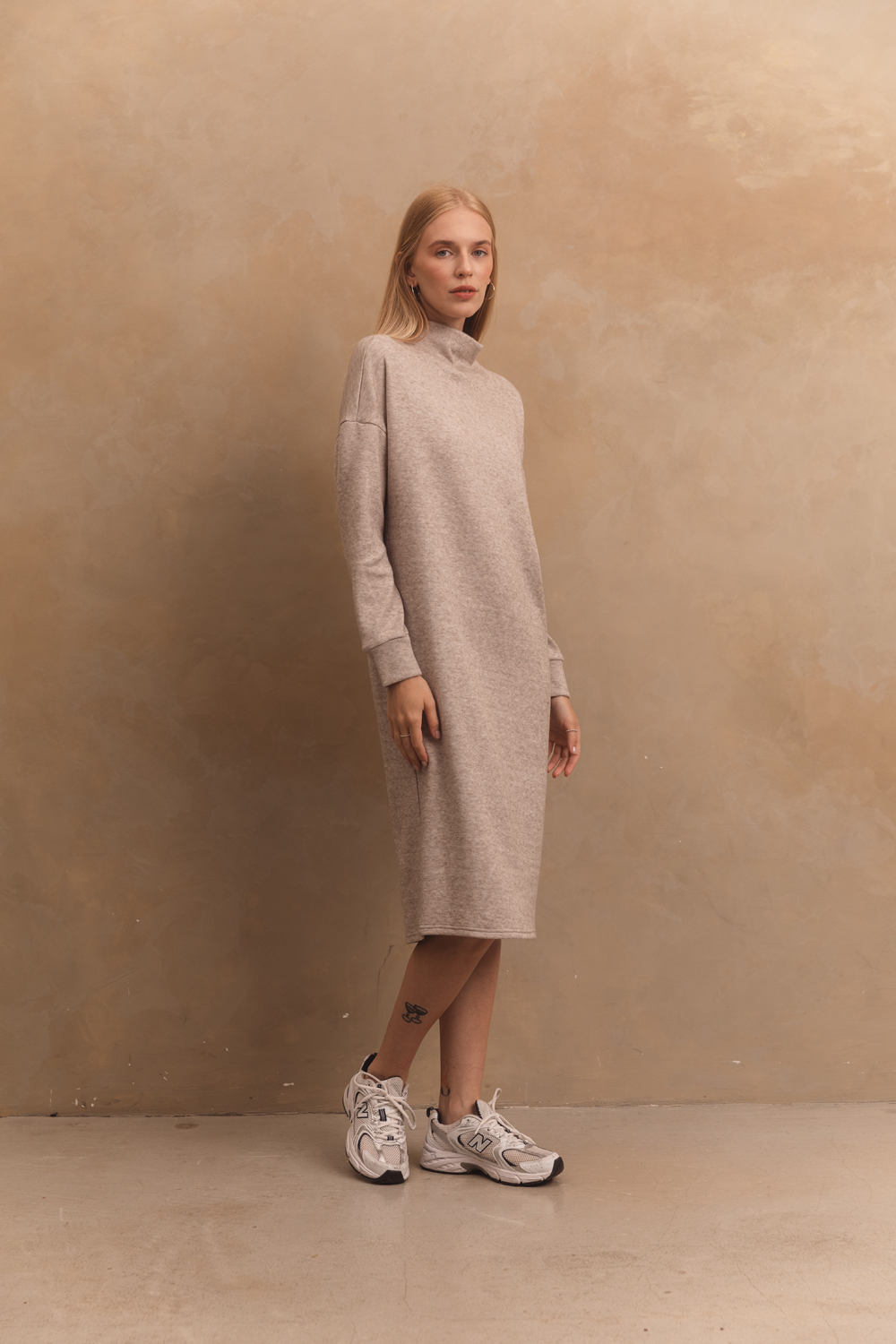 Beige angora dress