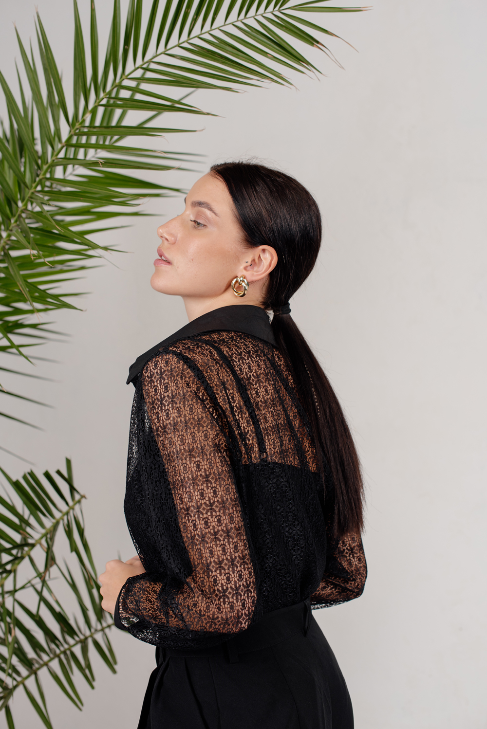 Black lace blouse with top