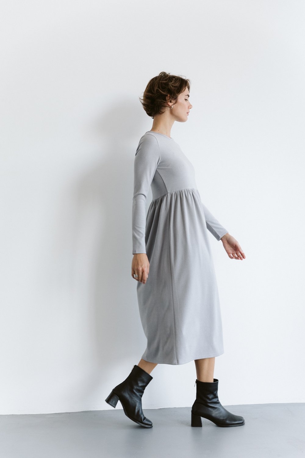 Gray high waist dress