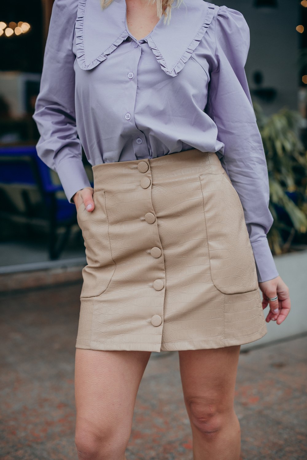 Mini skirt with pockets in eco leather python