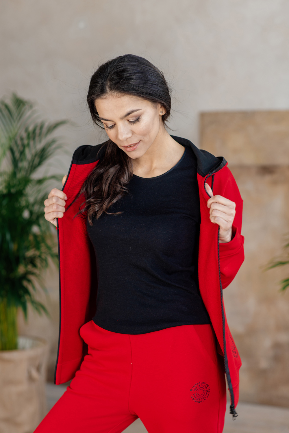 Red zipped sweatshirt