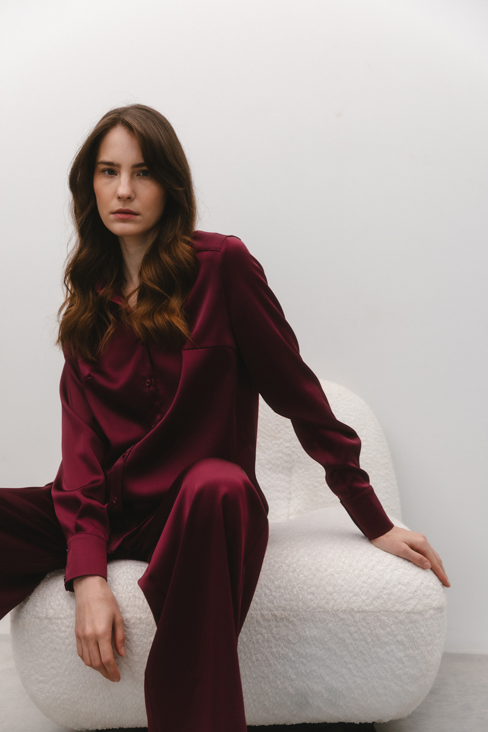 Burgundy stylish loose fit suit