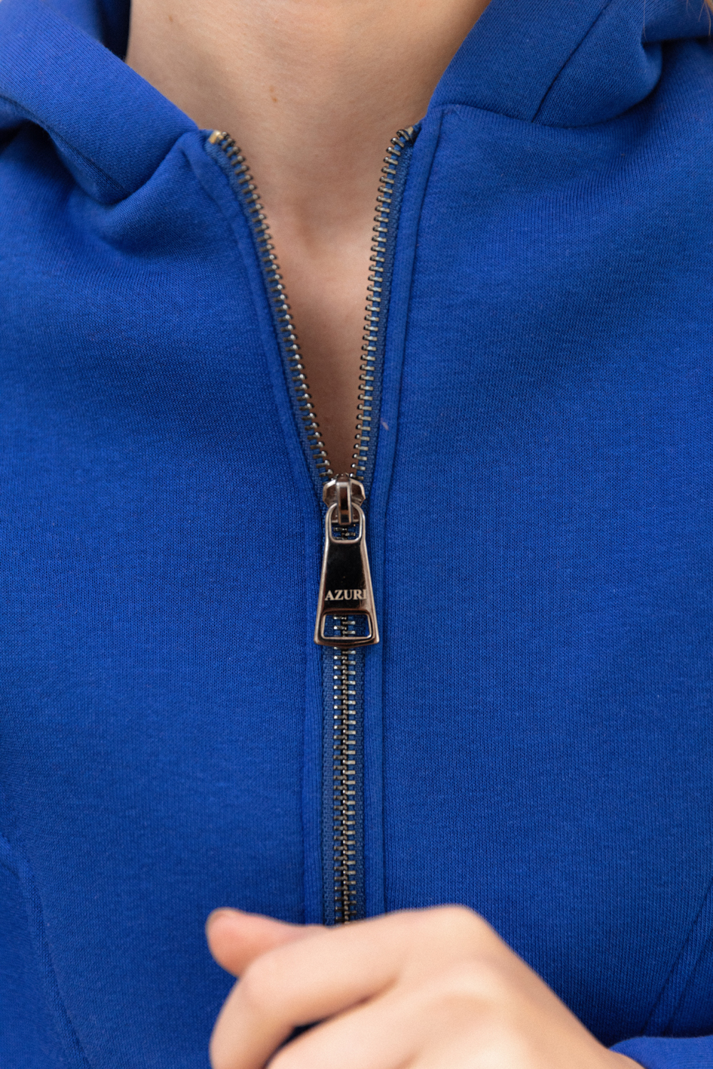 Blue fleece sweatshirt with hood