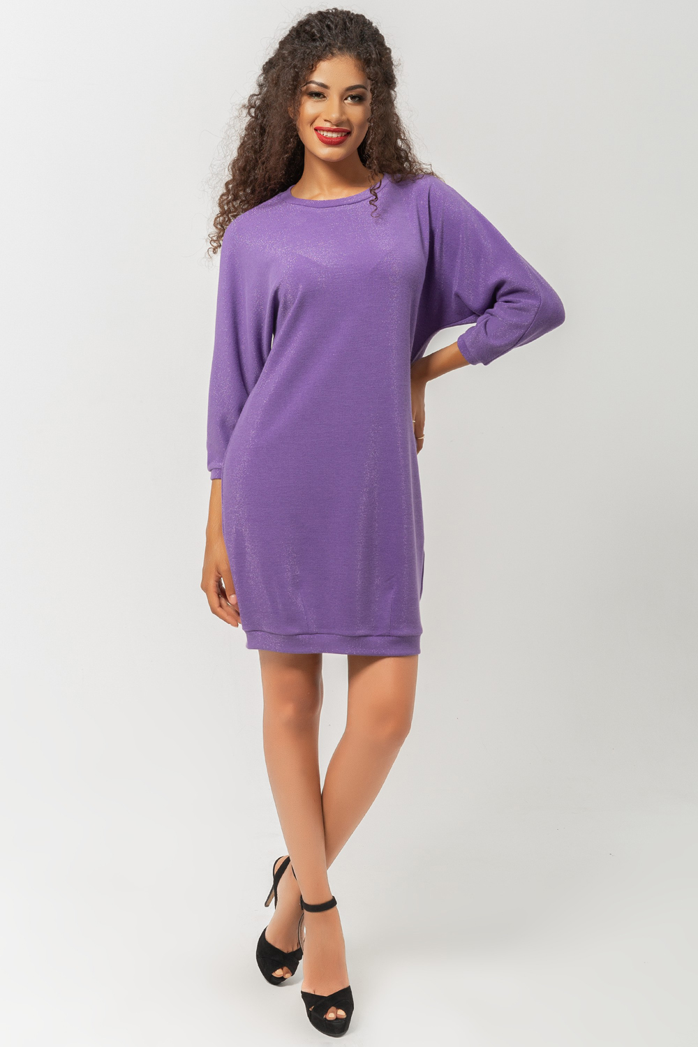 Knitted dress in lavender colour