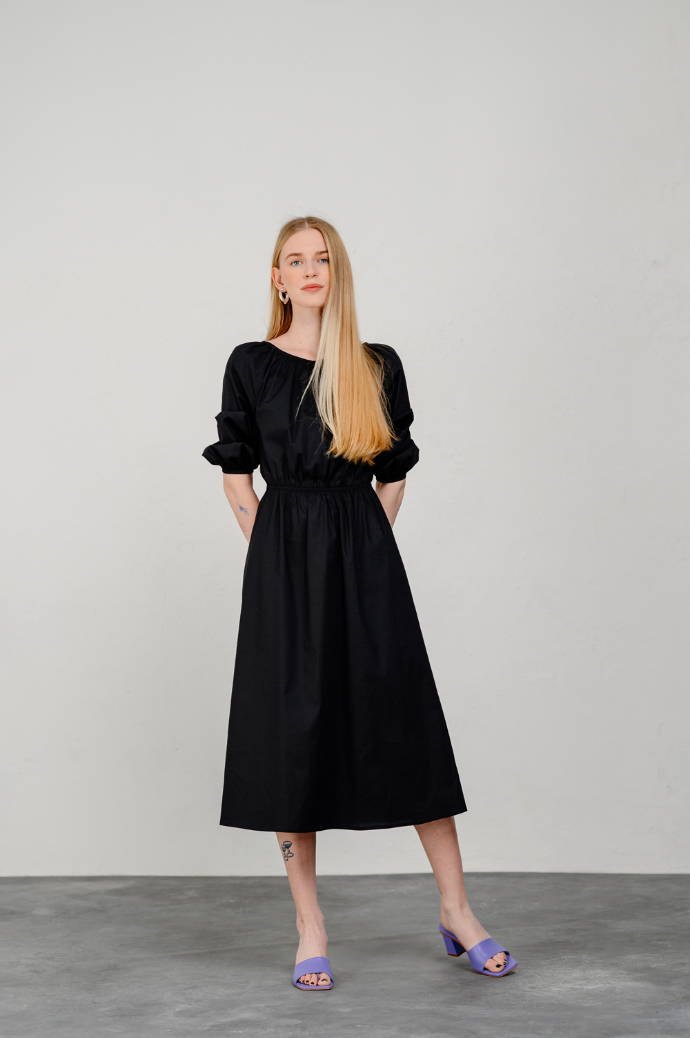 Black Loose Midi Dress