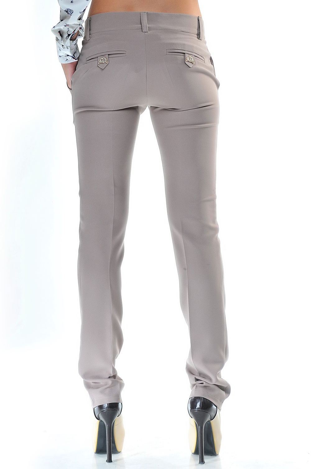 Beige straight-cut pants