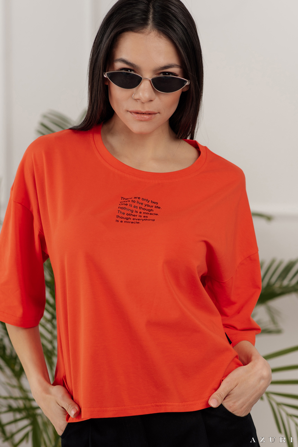 Оранжевая оверсайз футболка