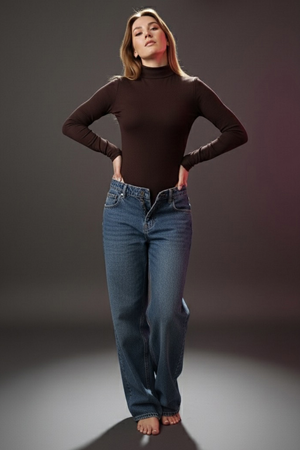 Insulated bodysuit with a high collar in the color