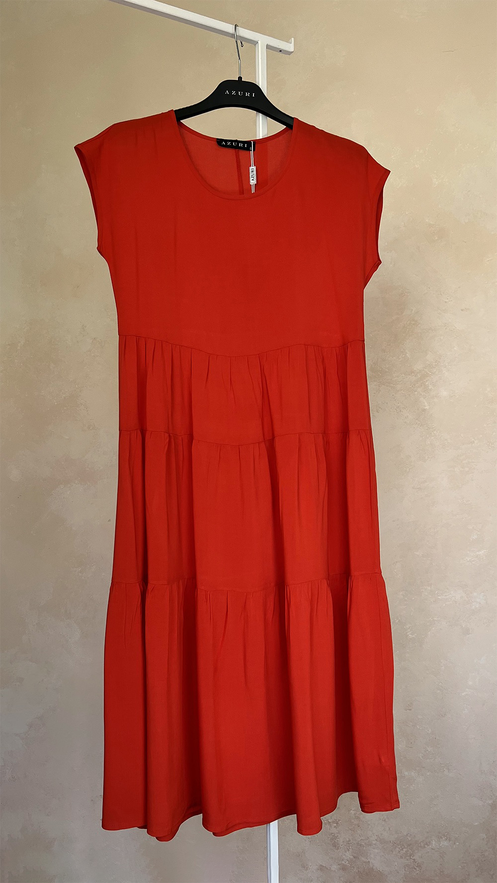 Красное длинное платье из хлопка