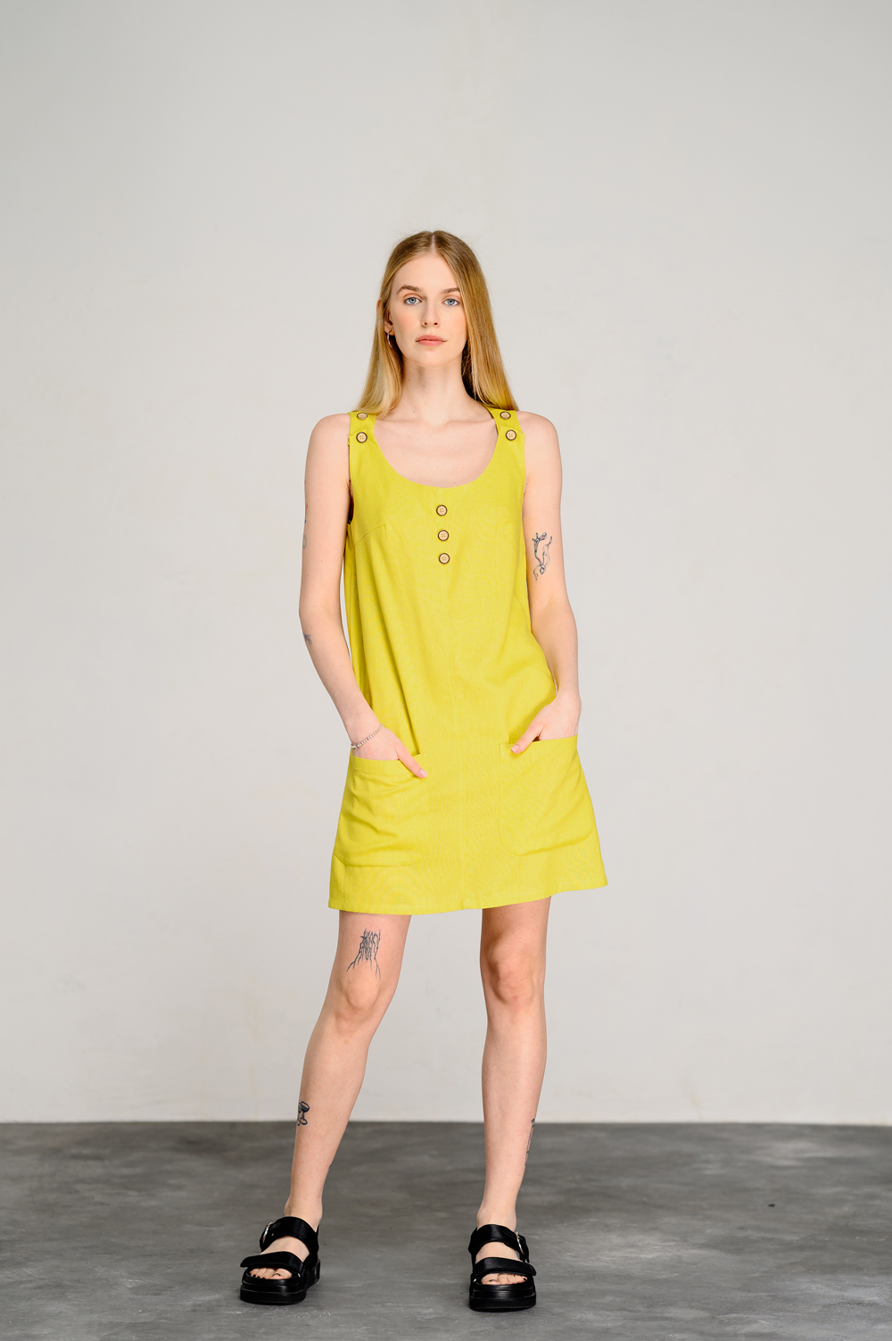 Yellow linen dress