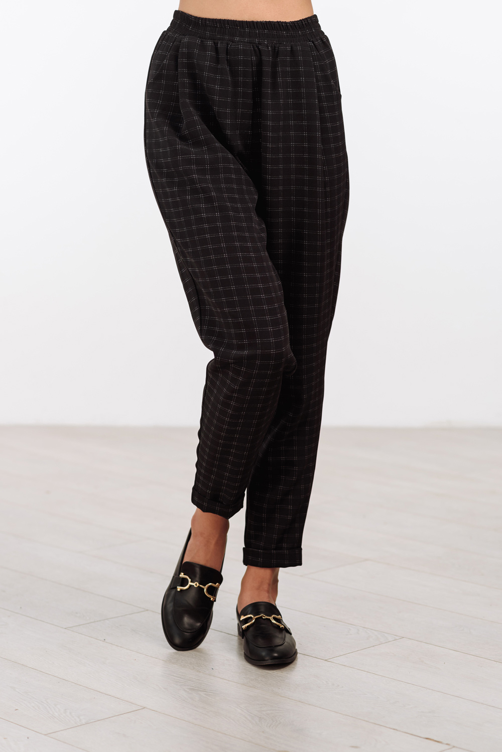 Black check trousers