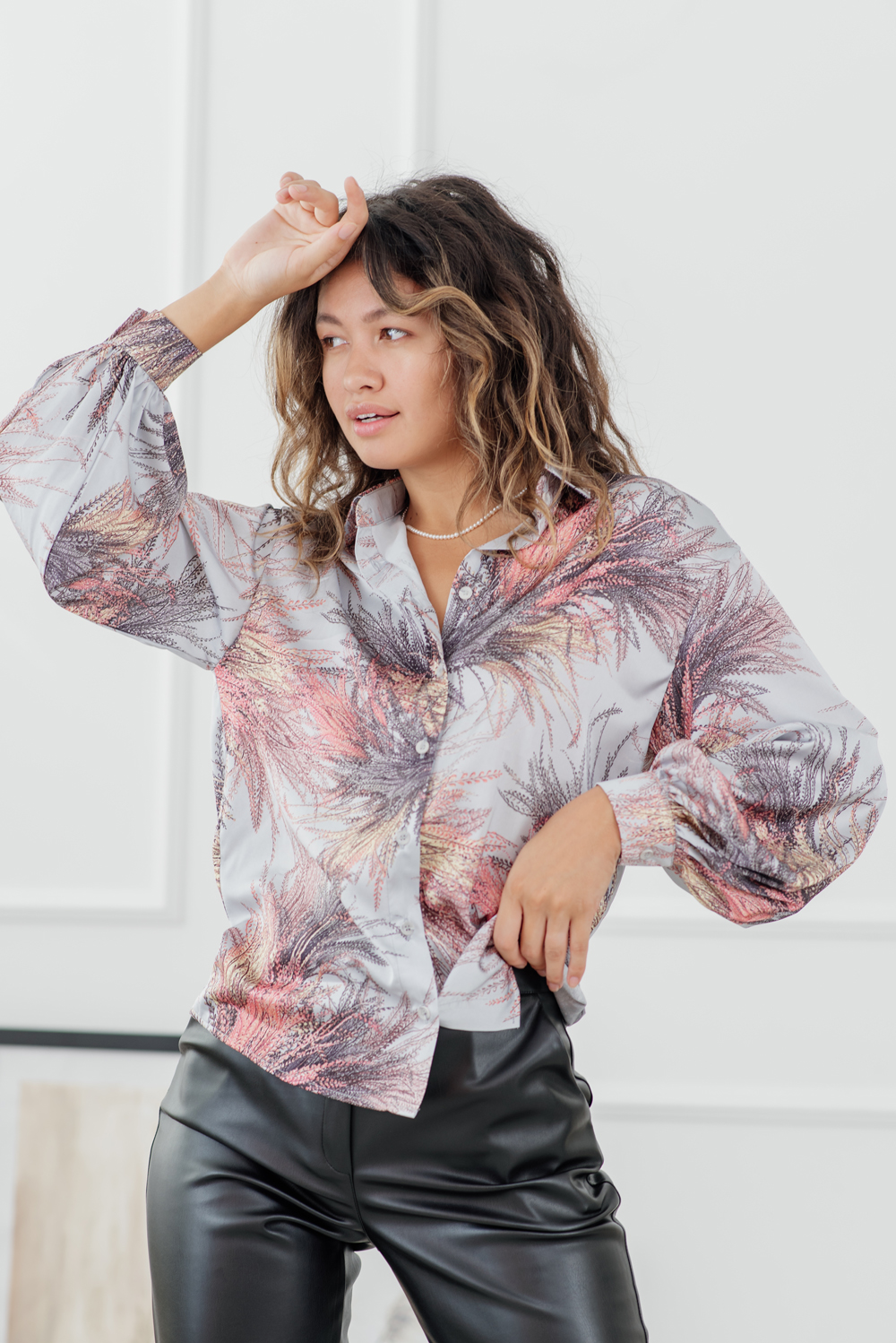 Silk blouse with floral print