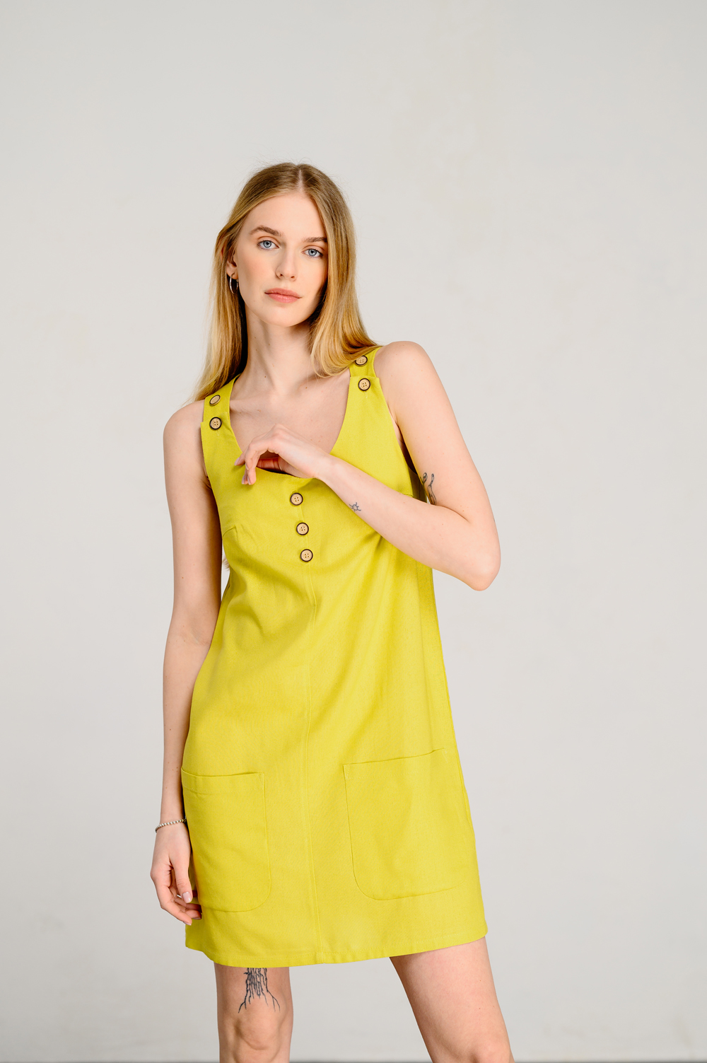 Yellow linen dress