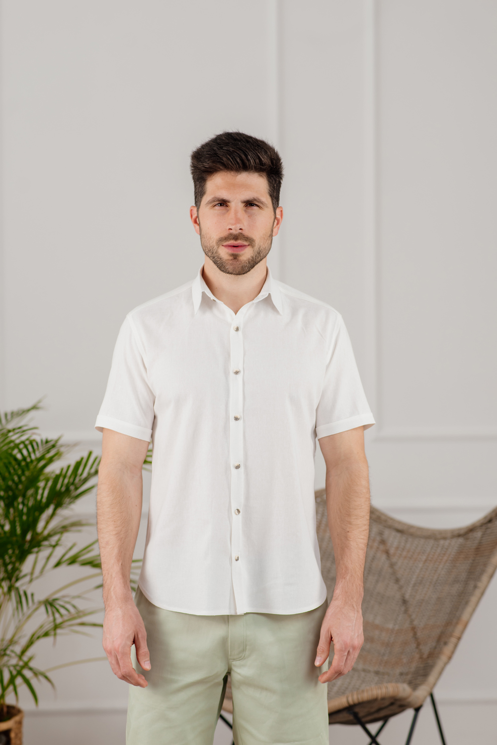 White Linen short sleeve shirt