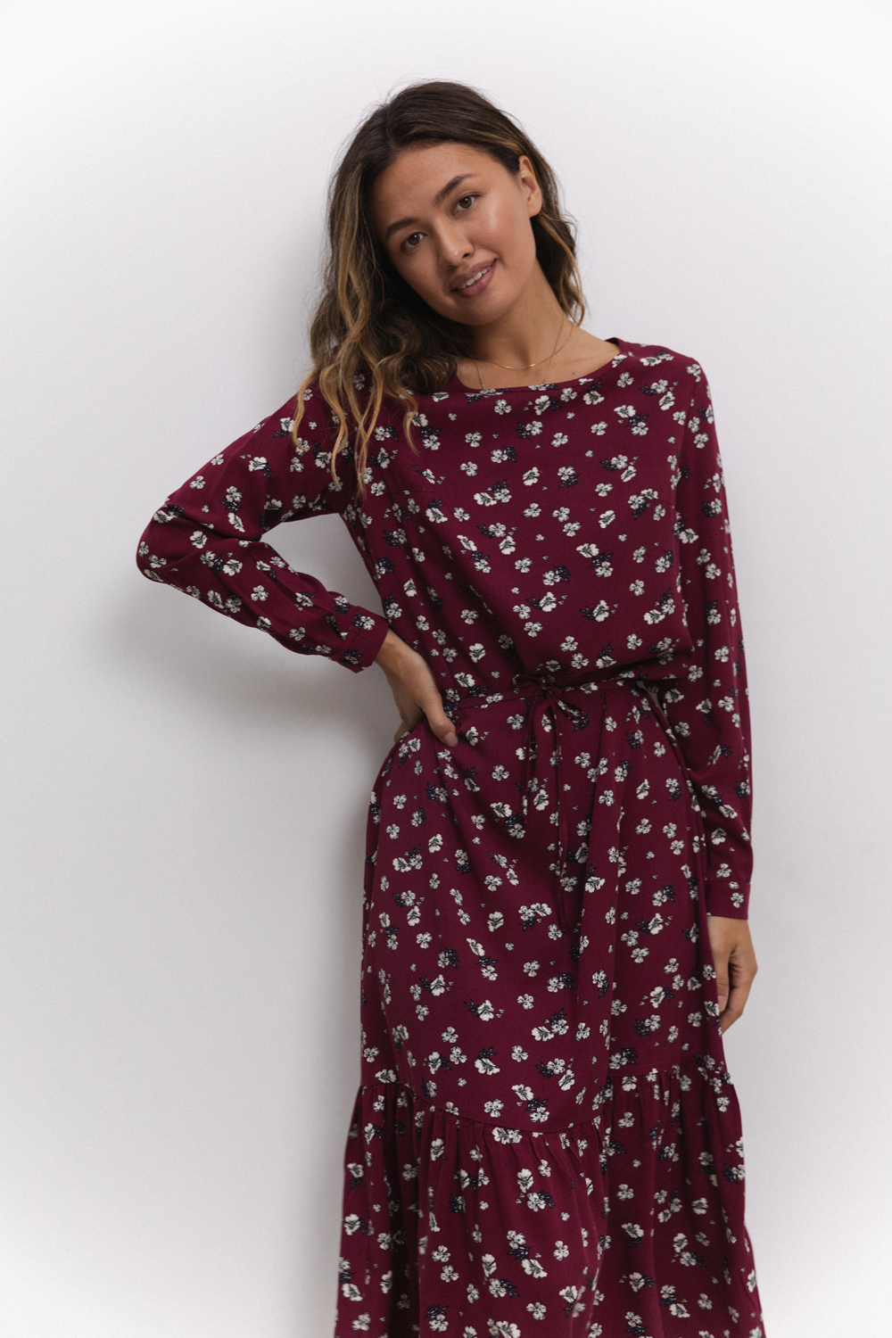 Midi dress in Marsala color