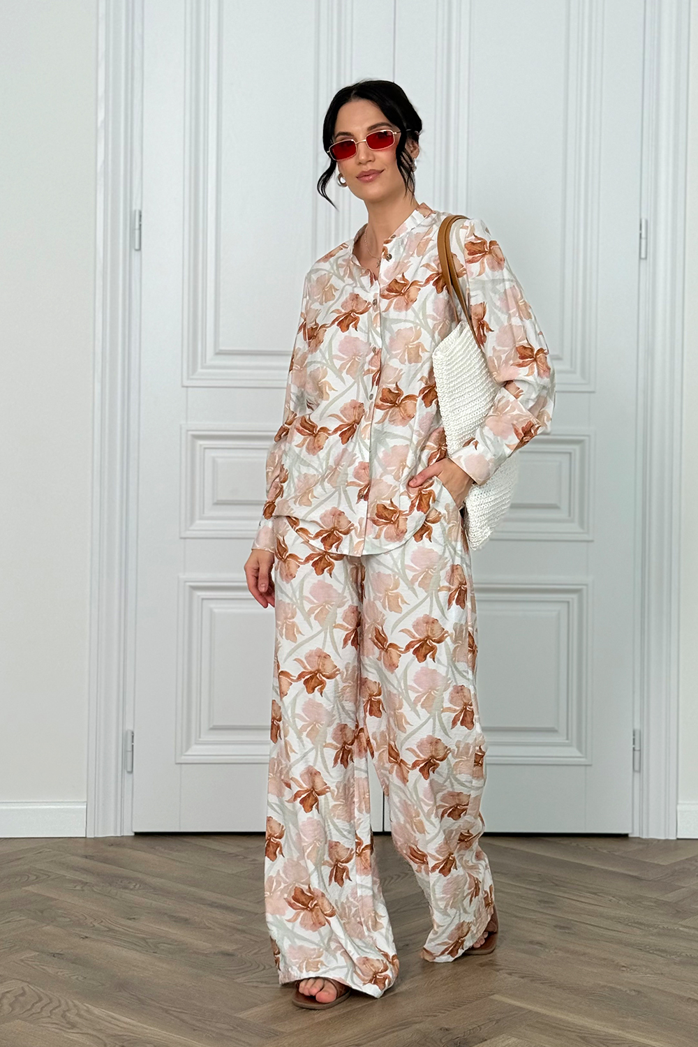 Caramel Muslin Shirt and Trousers Suit