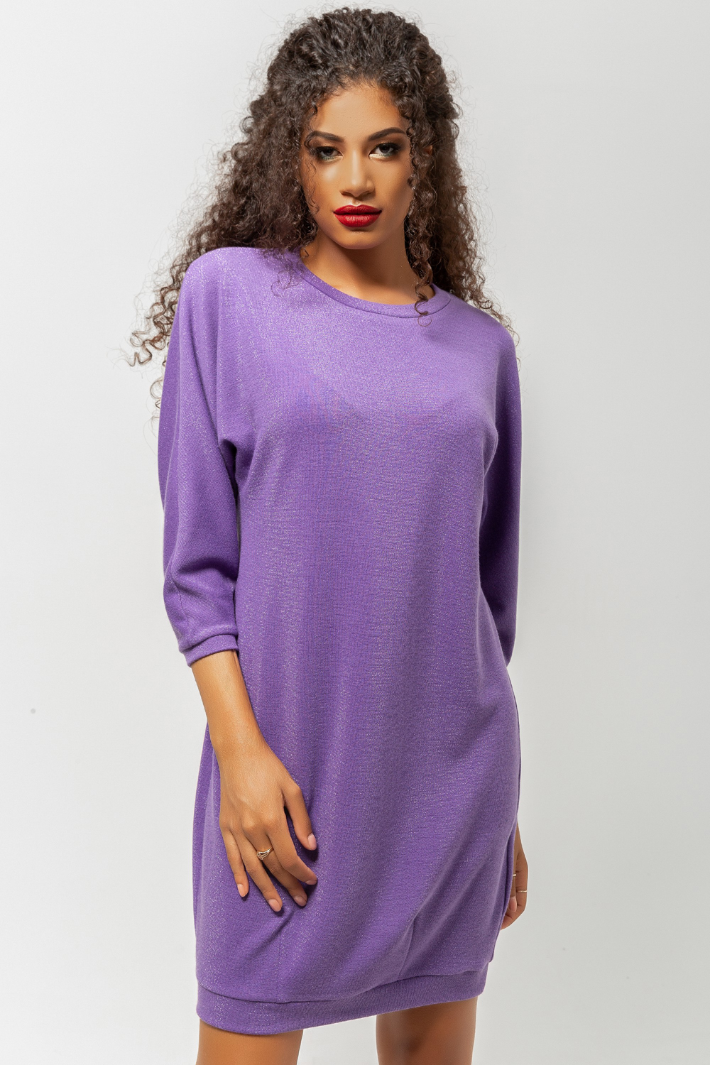 Knitted dress in lavender colour