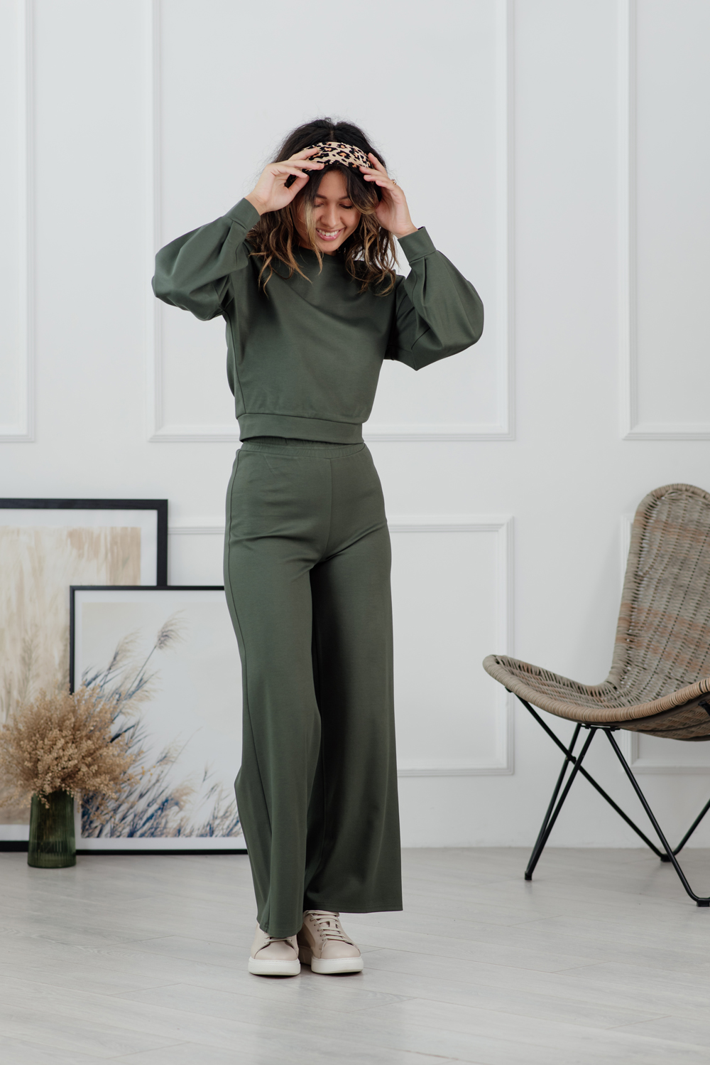Suit with flared trousers