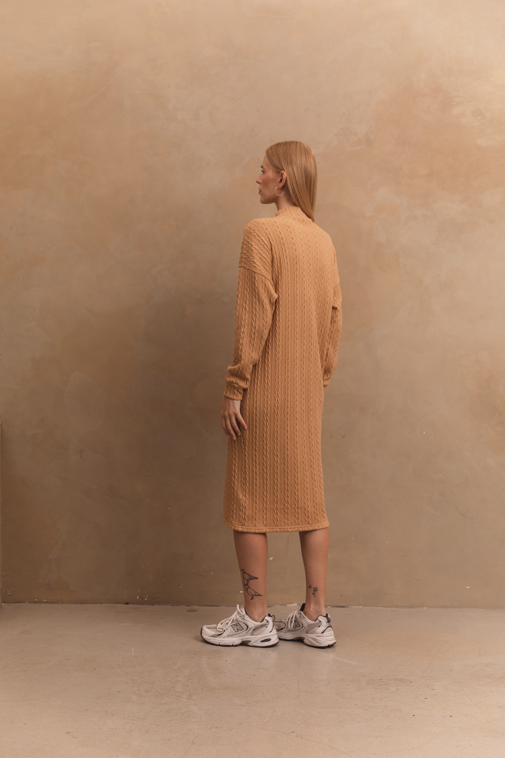 Beige dress in soft jersey